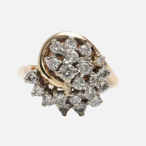 Inel de Cocktail cu Diamante din Aur Galben 14k