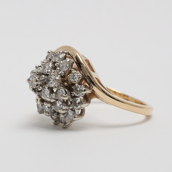 Inel de Cocktail cu Diamante din Aur Galben 14k