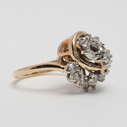 Inel de Cocktail cu Diamante din Aur Galben 14k