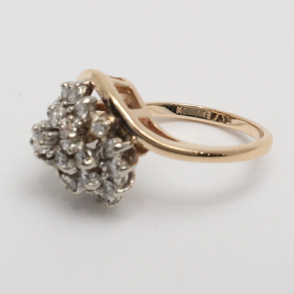 Inel de Cocktail cu Diamante din Aur Galben 14k