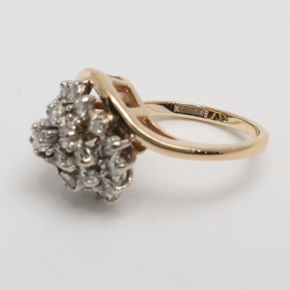 Inel de Cocktail cu Diamante din Aur Galben 14k