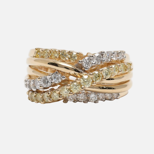 Inel Încrucișat cu Diamante din Aur Galben 14k