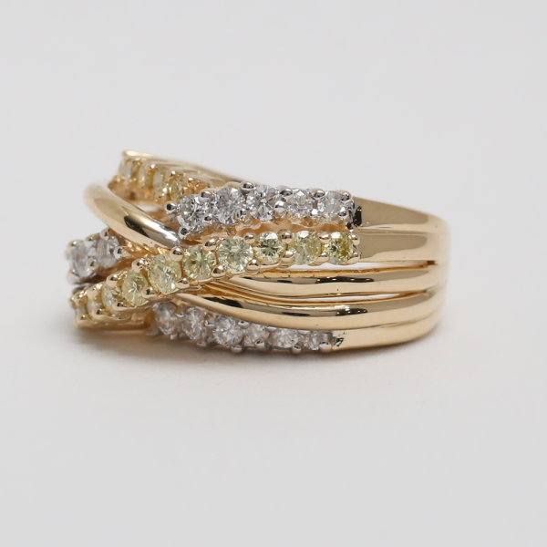 Inel Încrucișat cu Diamante din Aur Galben 14k