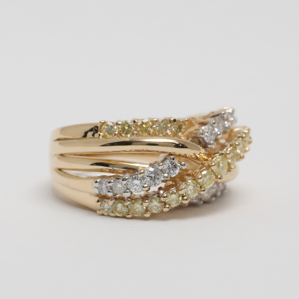 Inel Încrucișat cu Diamante din Aur Galben 14k