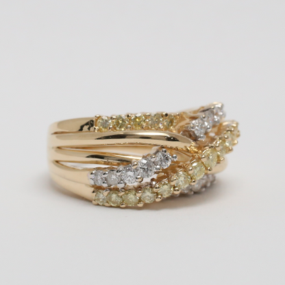 Inel Încrucișat cu Diamante din Aur Galben 14k