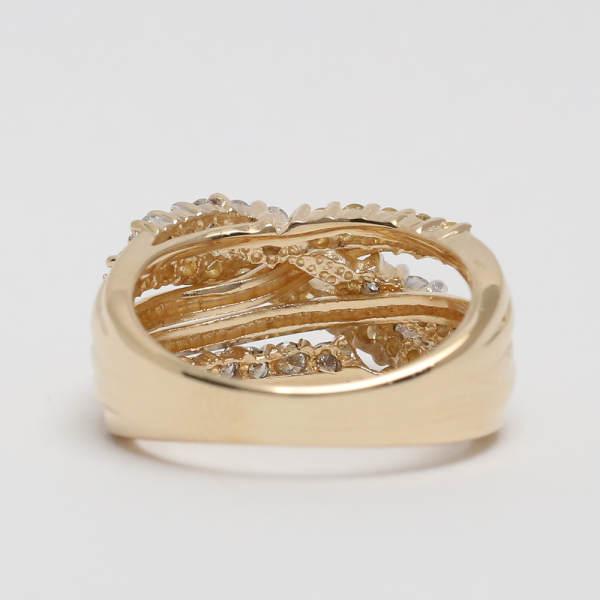 Inel Încrucișat cu Diamante din Aur Galben 14k