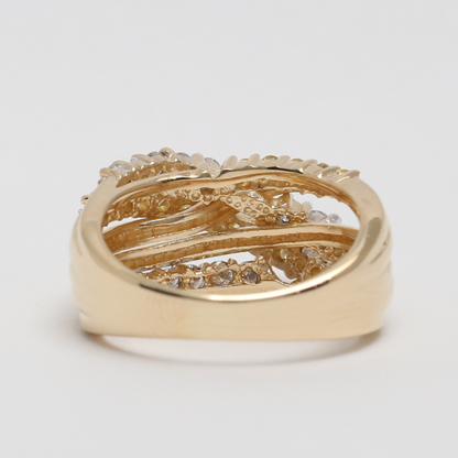 Inel Încrucișat cu Diamante din Aur Galben 14k