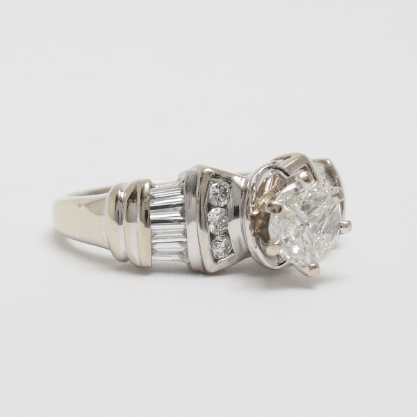 Inel cu Diamante din Aur Alb 14k