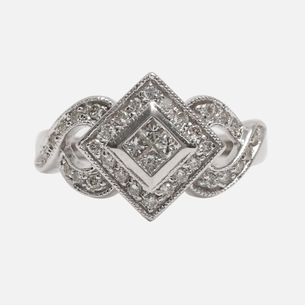 Inel cu Diamante din Aur Alb 14k