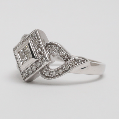 Inel cu Diamante din Aur Alb 14k