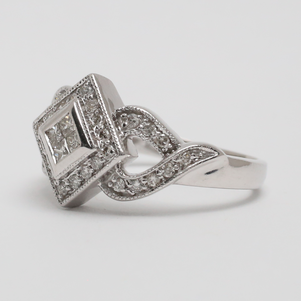 Inel cu Diamante din Aur Alb 14k