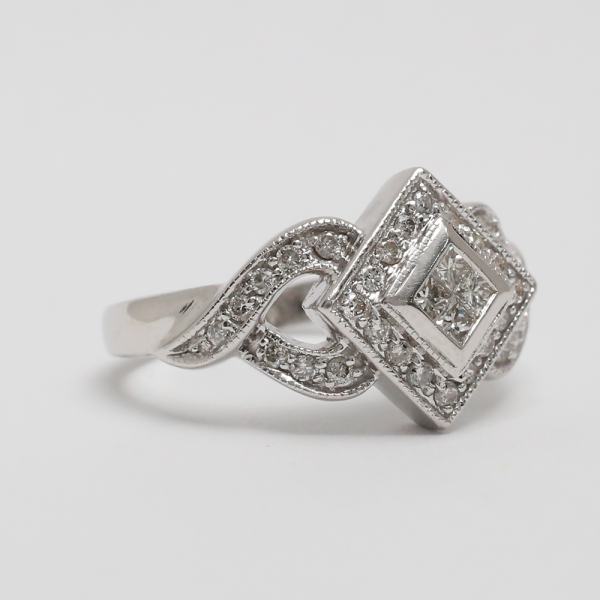 Inel cu Diamante din Aur Alb 14k