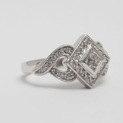 Inel cu Diamante din Aur Alb 14k