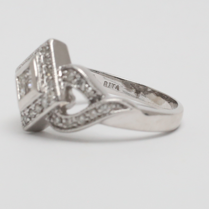 Inel cu Diamante din Aur Alb 14k