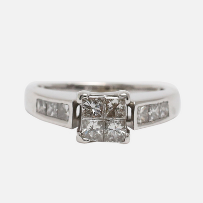 Inel cu Diamante din Aur Alb 14k