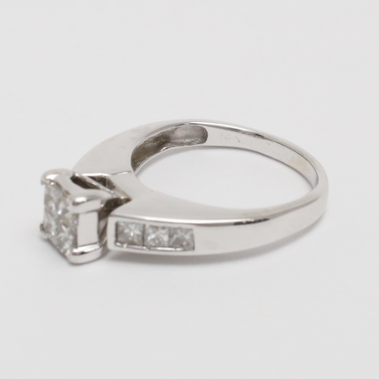 Inel cu Diamante din Aur Alb 14k