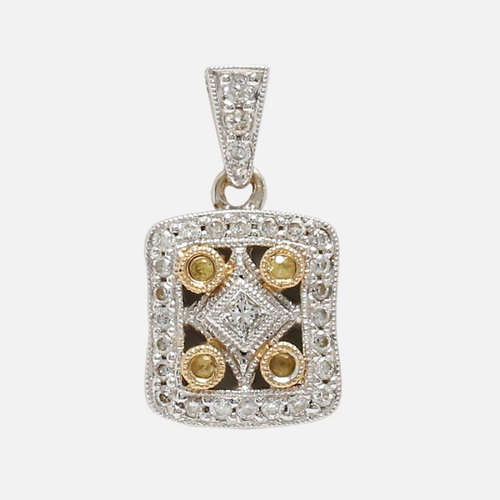 Pandantiv cu Diamante din Aur Galben & Alb 14k