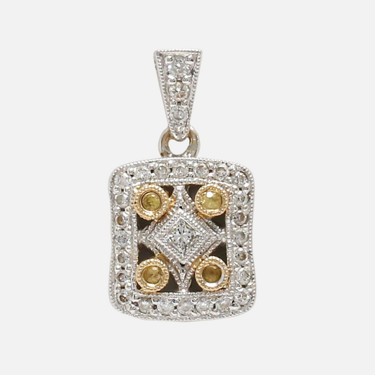 Pandantiv cu Diamante din Aur Galben & Alb 14k